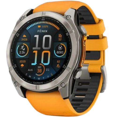 Garmin Fenix 8 51mm AMOLED Sapphire Titanium with Spark Orange/Graphite Silicone Band (010-02905-10/11)