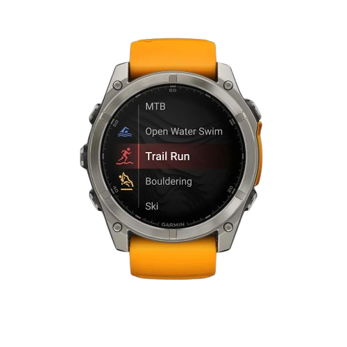Garmin Fenix 8 51mm AMOLED Sapphire Titanium with Spark Orange/Graphite Silicone Band (010-02905-10/11)
