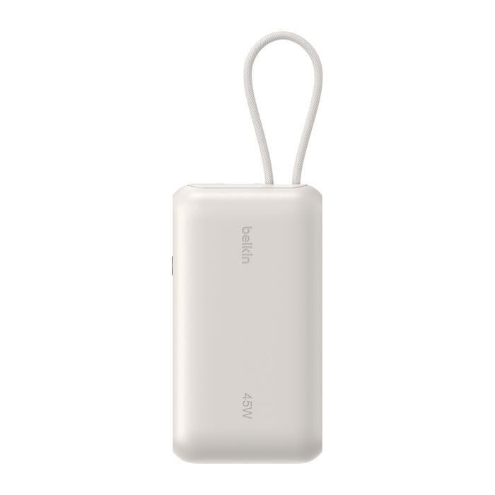 Зарядний пристрій Power Bank Belkin 10000мАh, 45W, з інтегрованим кабелем USB-C (Sand) (BPB029HQSA)