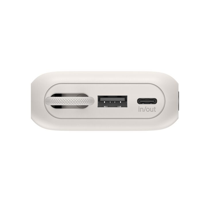 Зарядний пристрій Power Bank Belkin 10000мАh, 45W, з інтегрованим кабелем USB-C (Sand) (BPB029HQSA)