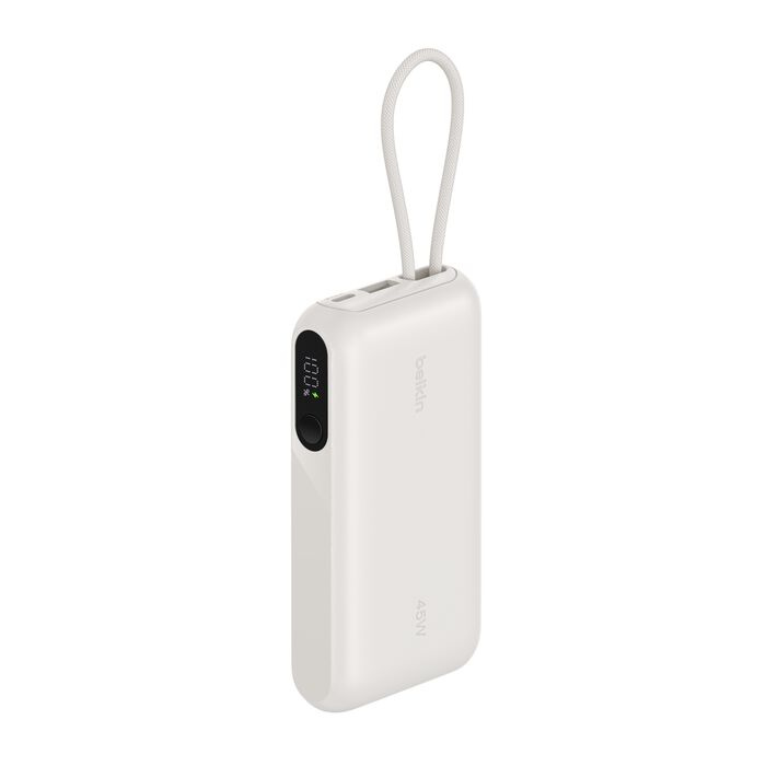 Зарядний пристрій Power Bank Belkin 10000мАh, 45W, з інтегрованим кабелем USB-C (Sand) (BPB029HQSA)