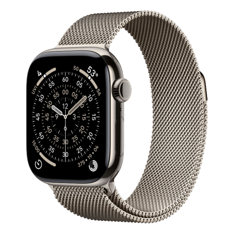 Apple Watch Series 11 46mm Natural Titanium Case with Natural Milanese Loop - S/M