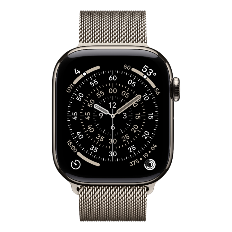 Apple Watch Series 11 46mm Natural Titanium Case with Natural Milanese Loop - S/M