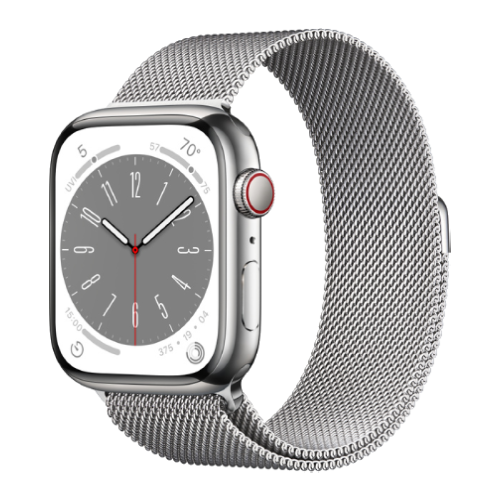 Apple Watch 8 41mm (GPS+LTE) Silver Stainless Steel Case with Milanese Loop Silver (MNJ73/MNJ83)