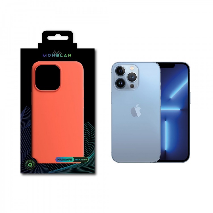 Чехол Monblan для iPhone 13 Pro Magnetic Silicone [MagSafe & Animation] Series (Nectarine)