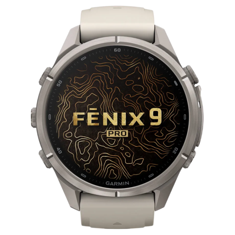 Garmin Fenix 9 Pro 43mm LTE AMOLED Sapphire Titanium with Fog Gray/Dark Sandstone Silicone Band (010-04335-80/81)