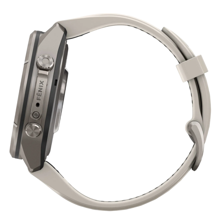Garmin Fenix 9 Pro 43mm LTE AMOLED Sapphire Titanium with Fog Gray/Dark Sandstone Silicone Band (010-04335-80/81)