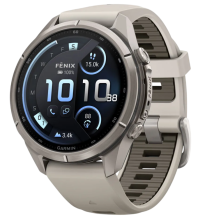 Garmin Fenix 9 Pro 43mm LTE AMOLED Sapphire Titanium with Fog Gray/Dark Sandstone Silicone Band (010-04335-80/81)