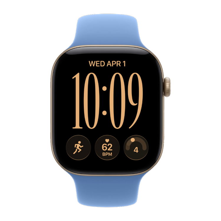 Apple Watch Series 12 GPS 42mm Light Gold Aluminum Case with Wildflower Blue Sport Band - S/M