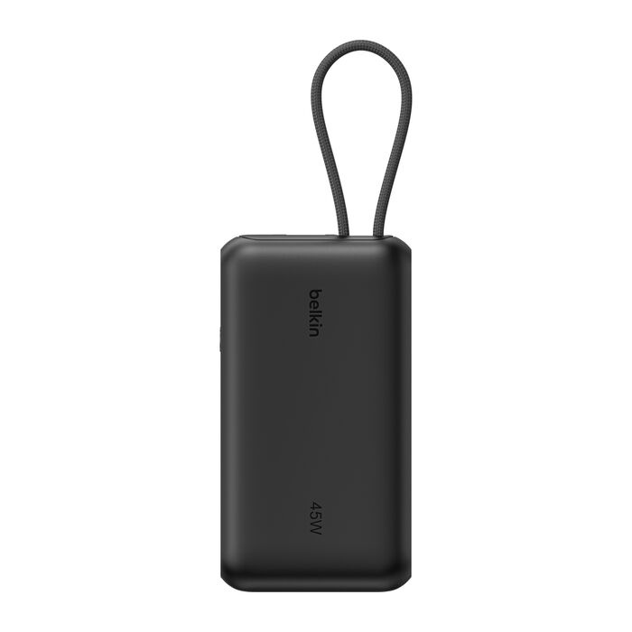 Зарядний пристрій Power Bank Belkin 10000мАh, 45W, з інтегрованим кабелем USB-C (Black) (BPB029HQBK)