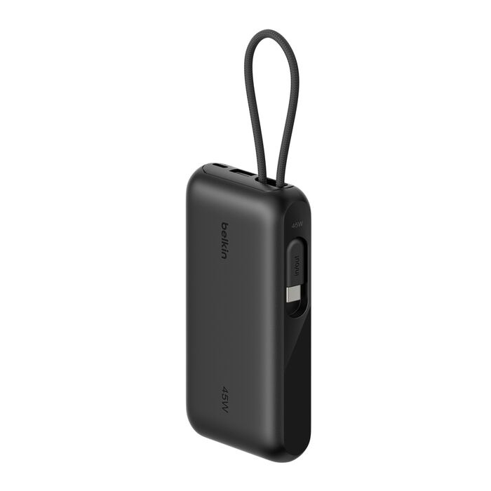 Зарядний пристрій Power Bank Belkin 10000мАh, 45W, з інтегрованим кабелем USB-C (Black) (BPB029HQBK)