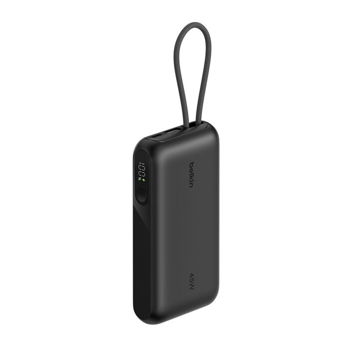 Зарядний пристрій Power Bank Belkin 10000мАh, 45W, з інтегрованим кабелем USB-C (Black) (BPB029HQBK)