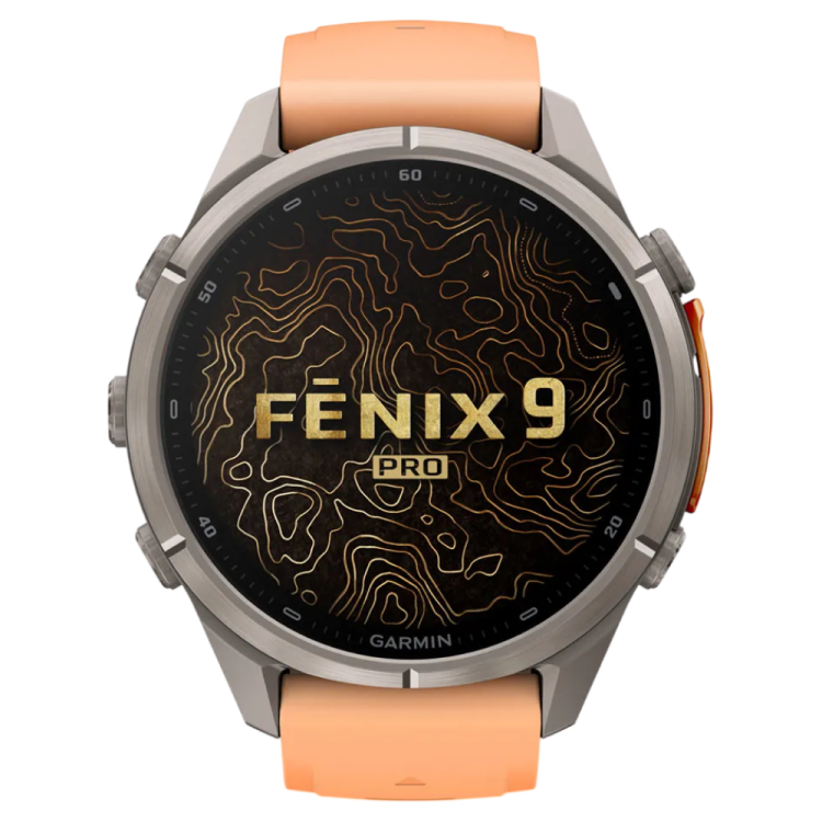Garmin Fenix 9 Pro 43mm LTE AMOLED Sapphire Titanium with Shell Pink/Autumn Orange Silicone Band (010-04335-00/01)