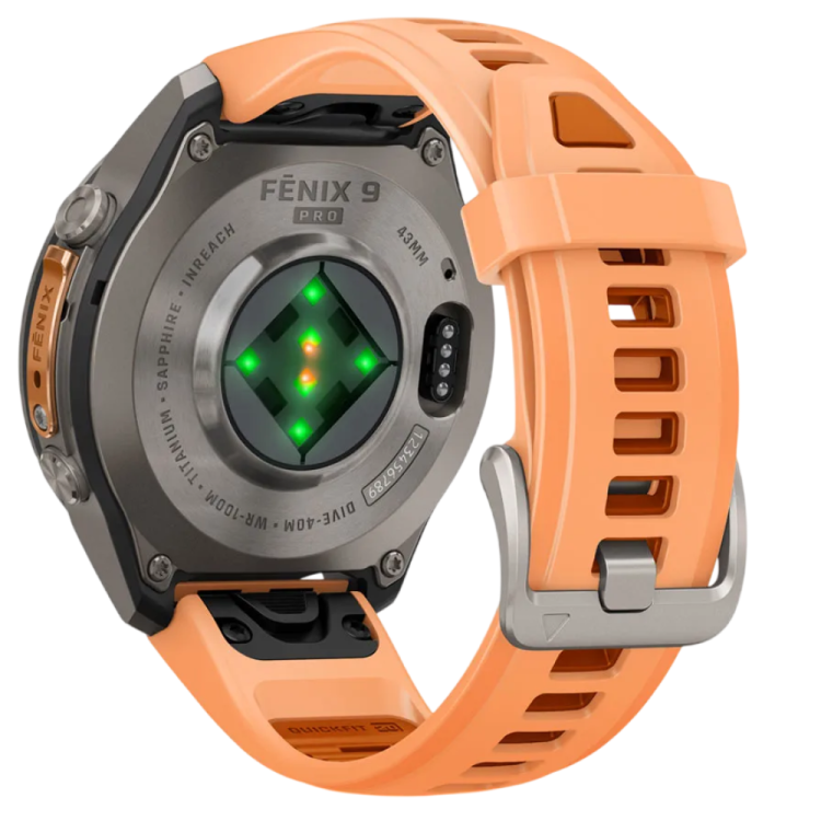 Garmin Fenix 9 Pro 43mm LTE AMOLED Sapphire Titanium with Shell Pink/Autumn Orange Silicone Band (010-04335-00/01)