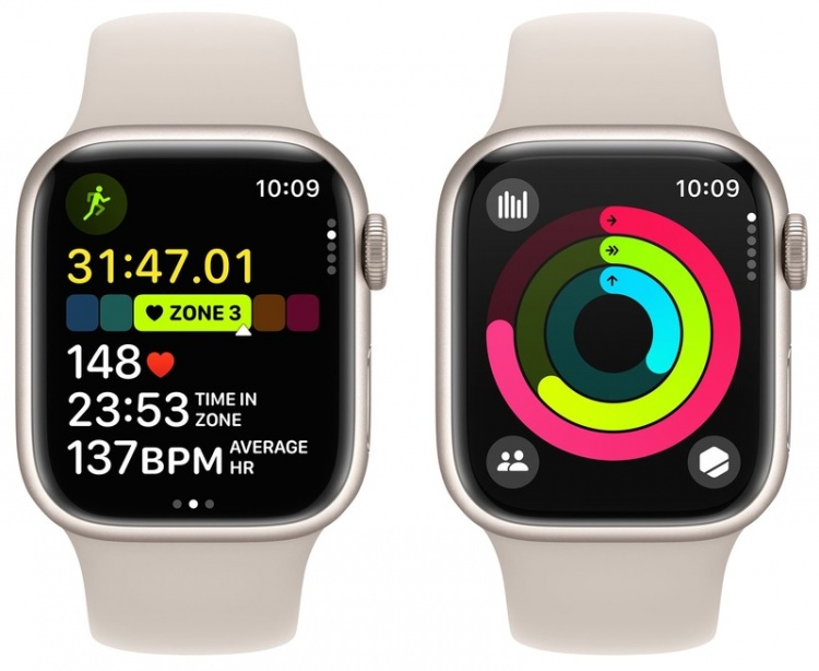 Apple Watch Series 9 45mm GPS Starlight Aluminum Case with Starlight Sport Band (S/M) MR963 Open Box 