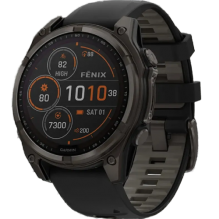 Garmin Fenix 8 51mm Solar Sapphire Carbon Gray DLC Titanium with Black/Pebble Gray Silicone Band (010-02907-10/11)