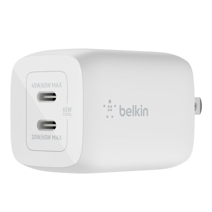 Блок питания Belkin 65W GAN PD PPS Dual USB-С-USB-С 2m White (WCH013vf2MWH-B6)