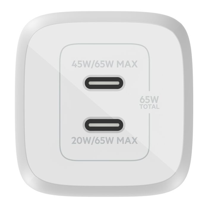Блок питания Belkin 65W GAN PD PPS Dual USB-С-USB-С 2m White (WCH013vf2MWH-B6)