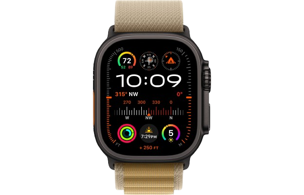 Apple Watch Ultra 2 49mm  Black Titanium Case with Tan Alpine Loop (Large) 2024 (MYTF3/MYQ23) бу
