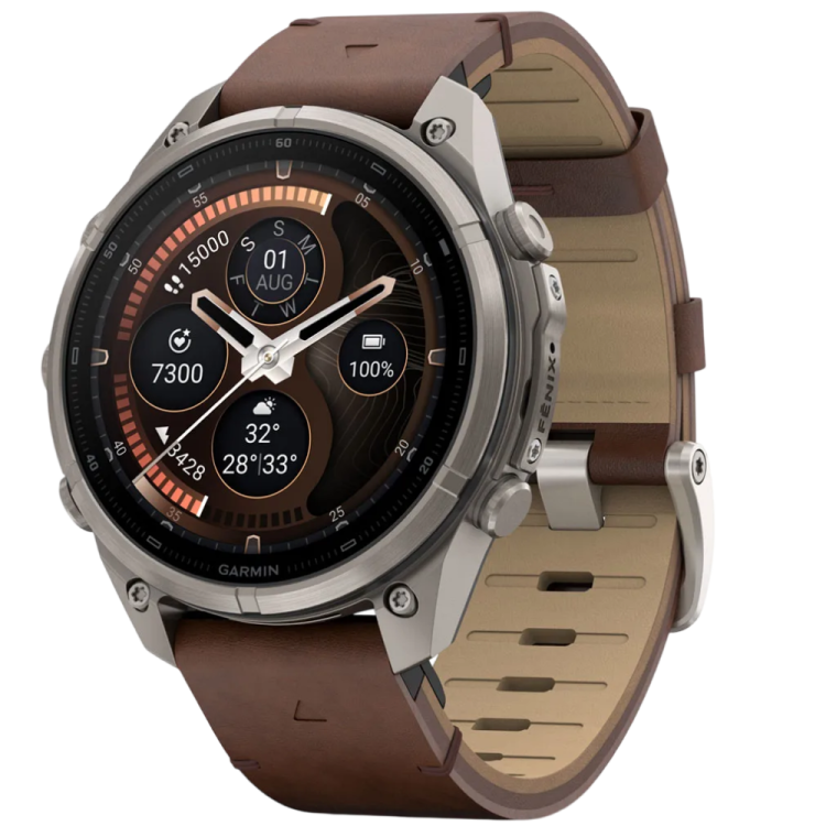Garmin Fenix 9 Pro 47mm LTE AMOLED Sapphire Titanium with Walnut Leather Band (010-04336-40/41)