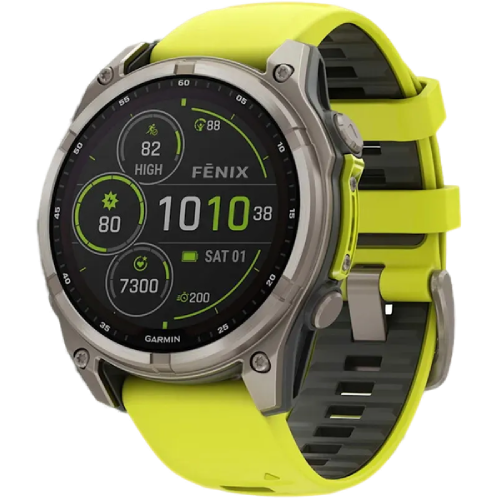 Garmin Fenix 8 51mm Solar Sapphire Titanium with Amp Yellow/Graphite Silicone Band (010-02907-20/21)