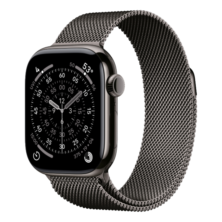 Apple Watch Series 11 46mm Slate Titanium Case with Slate Milanese Loop - S/M Apple Watch Series 11 46mm Slate Titanium Case with Slate Milanese Loop - S/M