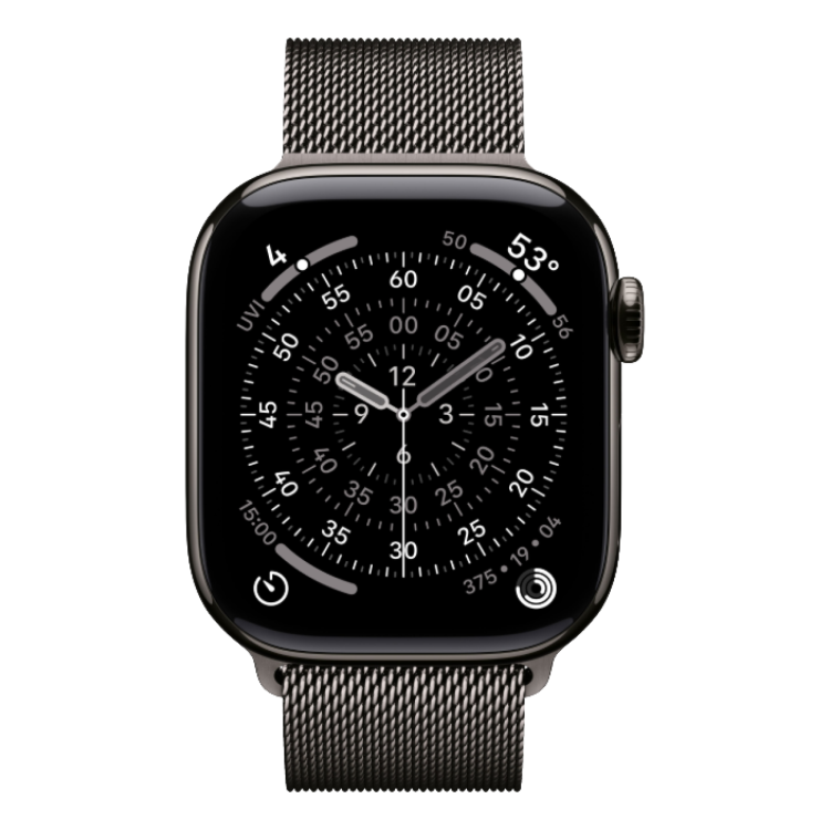 Apple Watch Series 11 46mm Slate Titanium Case with Slate Milanese Loop - S/M Apple Watch Series 11 46mm Slate Titanium Case with Slate Milanese Loop - S/M
