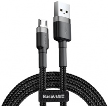 (100) Кабель Baseus Cafule Metal Micro USB 1m (Black)