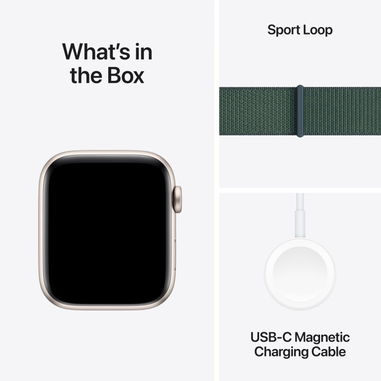 Apple Watch SE 2 GPS 40mm Starlight Aluminium Case w. Lake Green Sport Loop (MXEH3)