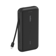 Зарядний пристрій Power Bank Belkin 20000мАh, 30W, вбудований кабель USB-C (Black) (BPB024HQBK)