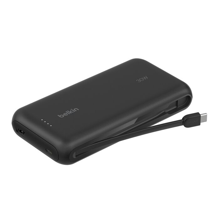 Зарядний пристрій Power Bank Belkin 20000мАh, 30W, вбудований кабель USB-C (Black) (BPB024HQBK)