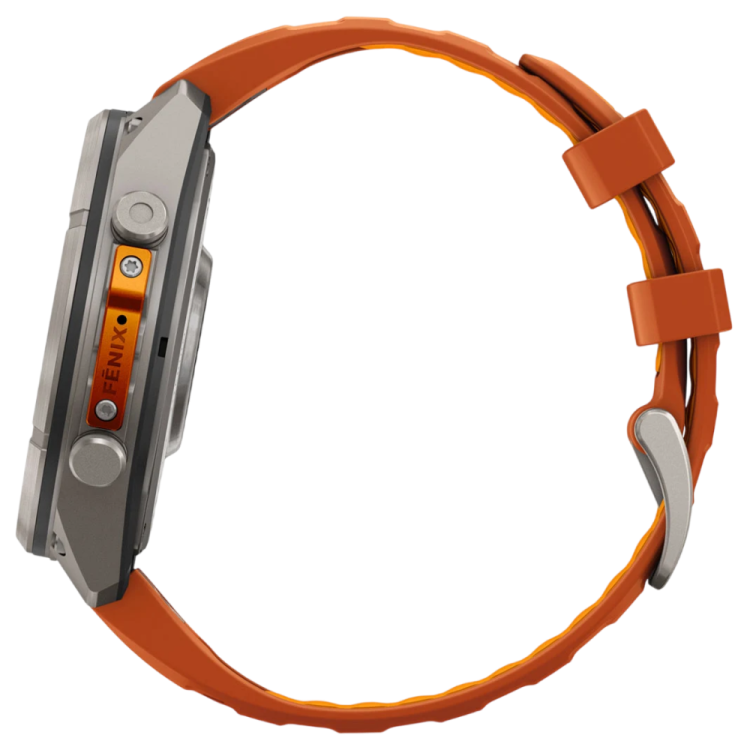 Garmin Fenix 9 Pro 47mm LTE AMOLED Sapphire Titanium with Autumn Orange/Spark Orange Silicone Band (010-04336-00/01)