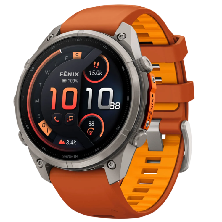 Garmin Fenix 9 Pro 47mm LTE AMOLED Sapphire Titanium with Autumn Orange/Spark Orange Silicone Band (010-04336-00/01)