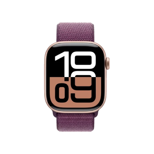 Apple Watch Series 10 42mm Rose Gold Aluminum Case with Plum Sport Loop (MWWK3)
