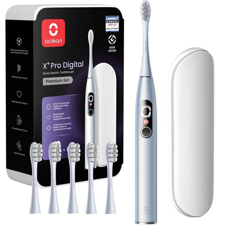 Электрическая зубная щетка Oclean X Plus Pro Digital Silver (6970810556179)
