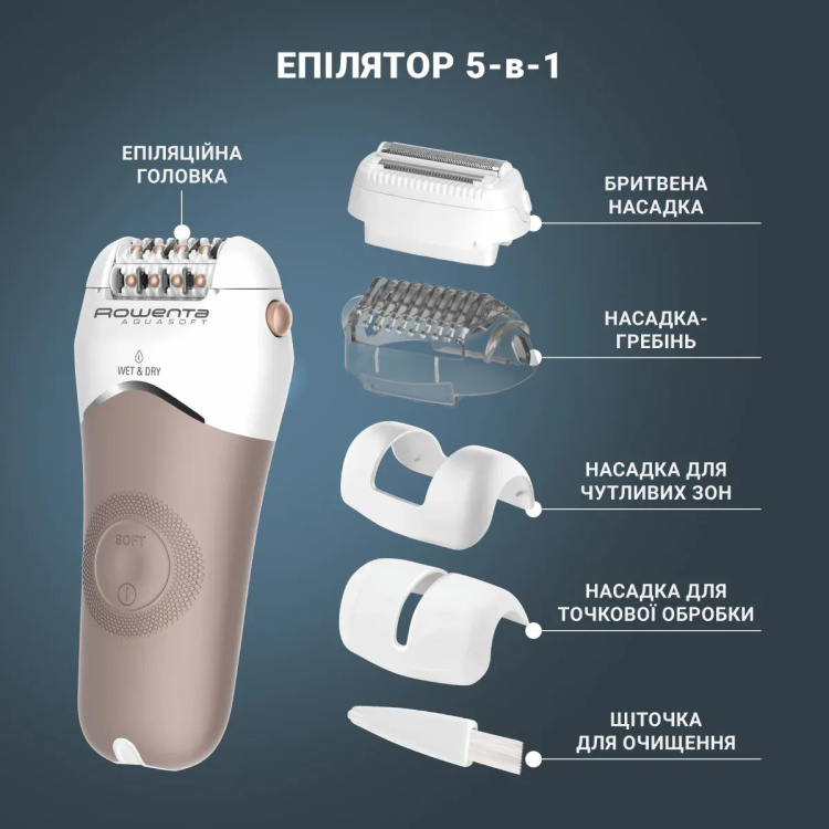 Епілятор Rowenta Aquasoft Wet&Dry (Rose) (EP4930F0) Епілятор Rowenta Aquasoft Wet&Dry (Rose) (EP4930F0)