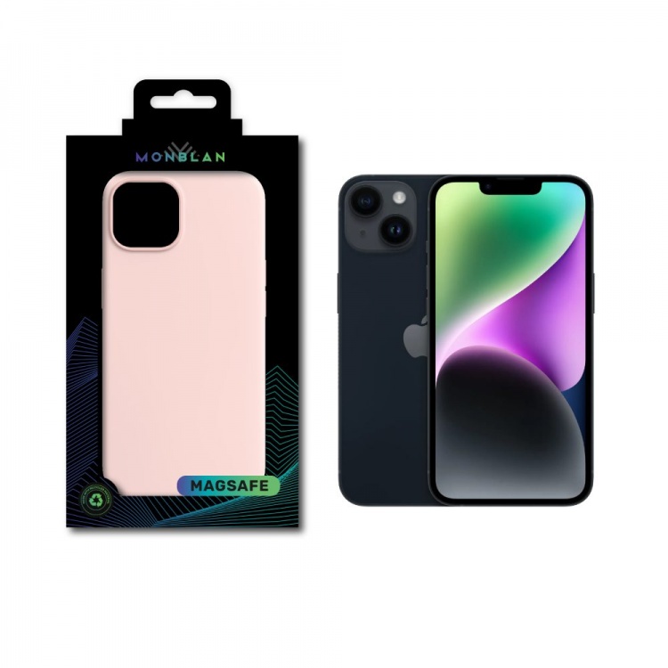 Чехол Monblan для iPhone 14 Magnetic Silicone [MagSafe] Series (Chalk Pink)