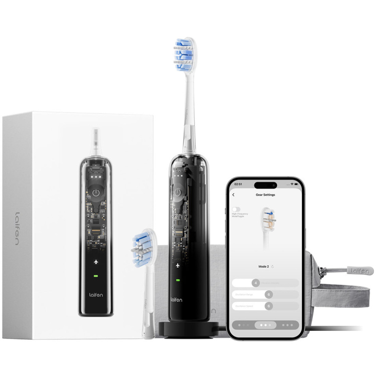 Зубна електрощітка Laifen Wave PRO Transparent (Black) (1TB92-P-XX-CR-002)