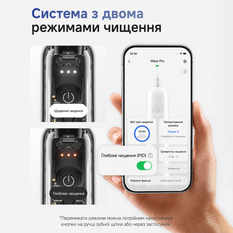 Зубна електрощітка Laifen Wave PRO Transparent (Black) (1TB92-P-XX-CR-002)