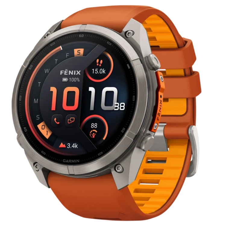 Garmin Fenix 9 Pro 51mm LTE AMOLED Sapphire Titanium with Autumn Orange/Spark Orange Silicone Band (010-04337-00/01)