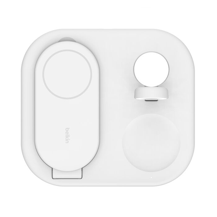 Беспроводная зарядка Belkin 3в1 Magnetic Foldable iPhone/Watch/AirPods, Qi2 15Вт White (WIZ029VFWH)