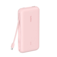 Зарядний пристрій Power Bank Belkin 20000мАh, 30W, вбудований кабель USB-C (Pink) (BPB024HQPK)