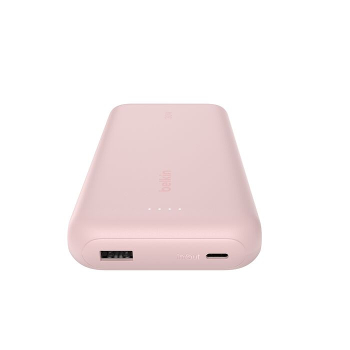 Зарядний пристрій Power Bank Belkin 20000мАh, 30W, вбудований кабель USB-C (Pink) (BPB024HQPK)