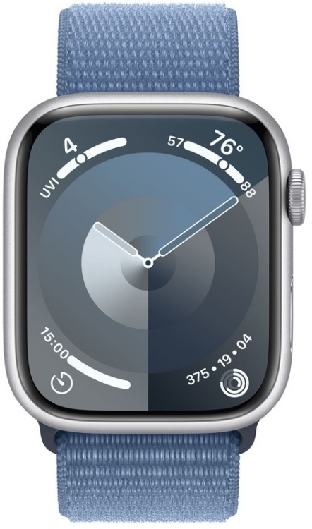 Apple Watch Series 9 41mm GPS Silver Aluminum Case with Winter Blue Sport Loop (MR923) Open Box