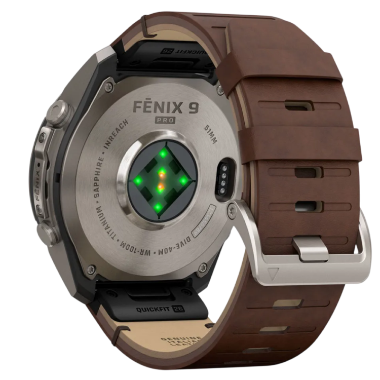 Garmin Fenix 9 Pro 51mm LTE AMOLED Sapphire Titanium with Walnut Leather Band (010-04337-40/41)