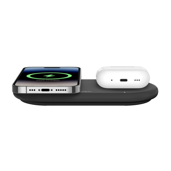 Безпровідна зарядка Belkin 2в1 15Вт Pad Qi2 Black (WIZ021VFBK)