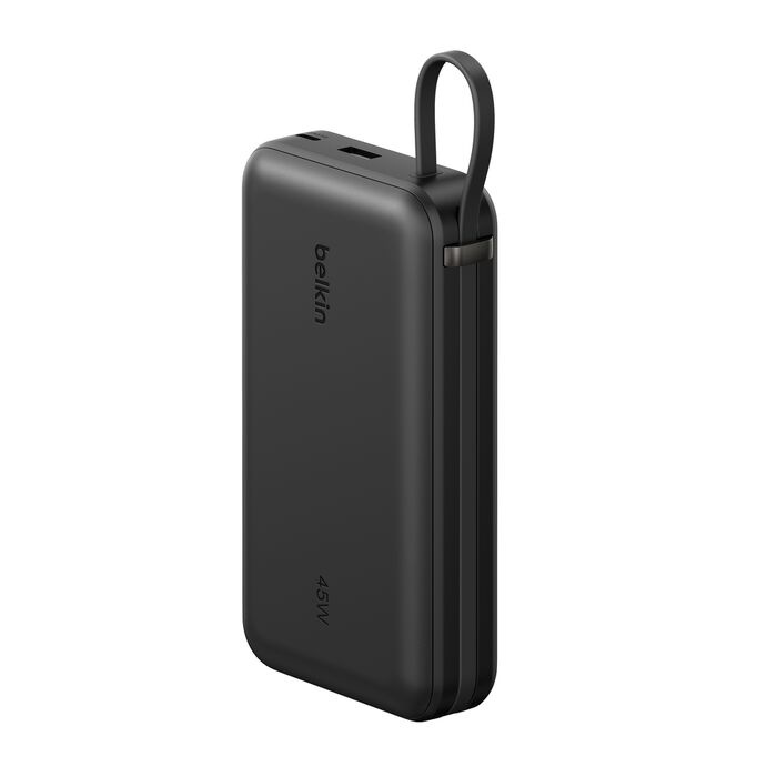 Зарядний пристрій Power Bank Belkin 20000мАh, 45W, з інтегрованим кабелем USB-C (Black) (BPB030HQBK)