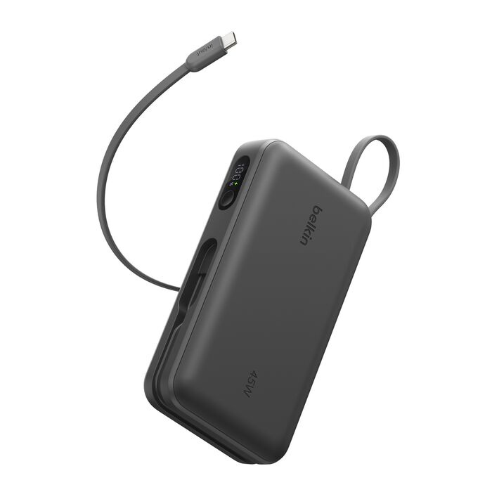 Зарядний пристрій Power Bank Belkin 20000мАh, 45W, з інтегрованим кабелем USB-C (Black) (BPB030HQBK)