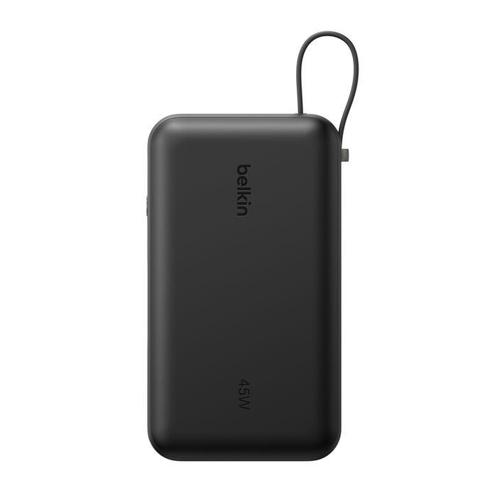 Зарядний пристрій Power Bank Belkin 20000мАh, 45W, з інтегрованим кабелем USB-C (Black) (BPB030HQBK)
