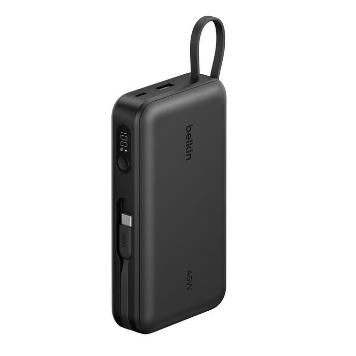 Зарядний пристрій Power Bank Belkin 20000мАh, 45W, з інтегрованим кабелем USB-C (Black) (BPB030HQBK)
